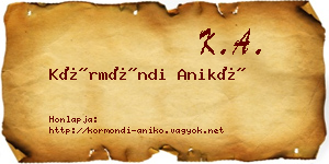 Körmöndi Anikó névjegykártya